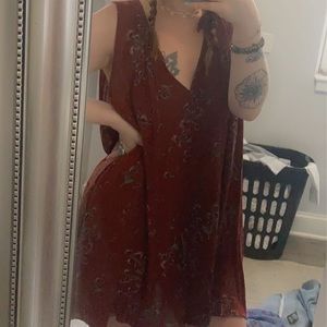 Free People Burgundy Floral Dress